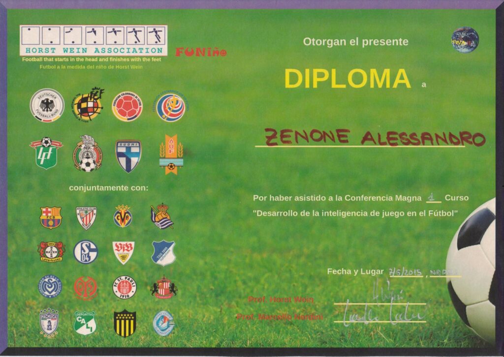 Mr. Alessandro Zenone, diploma funino come sviluppare giocatori intelligenti, migliorare intelligenza di gioco nel calcio