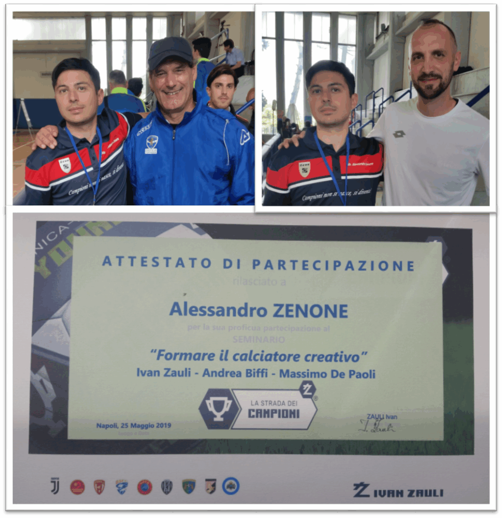 Mr. Alessandro Zenone con Andrea Biffi, Massimo De Paoli, Ivan Zauli al corso Formare il calciatore creativo